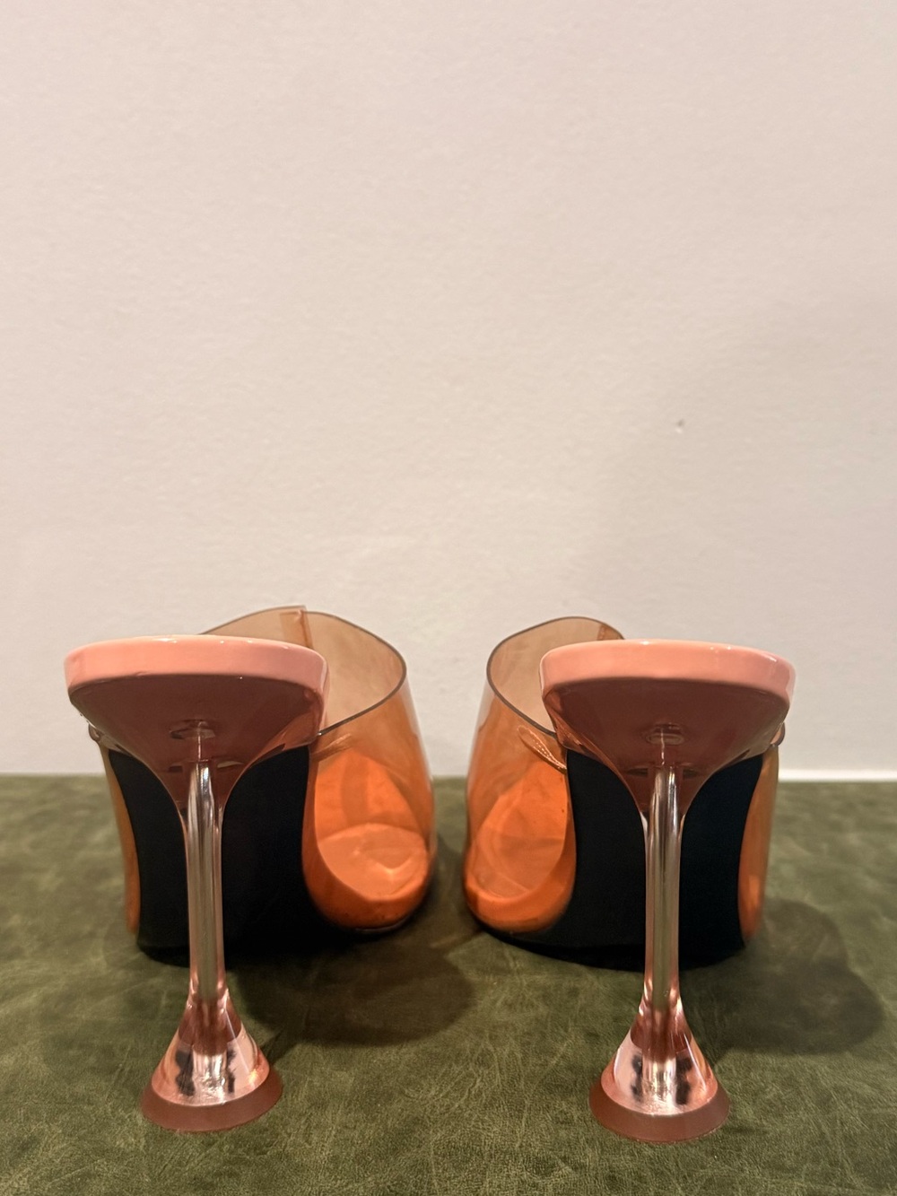 Zara Transparent Coral Pointed Mule Heels - Picture 4 of 7